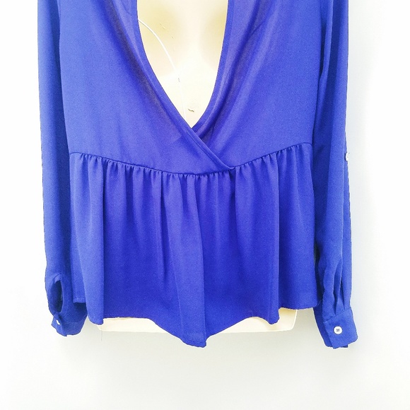Forever 21 Blue Open Back Button-Down Blouse S - Picture 5 of 8